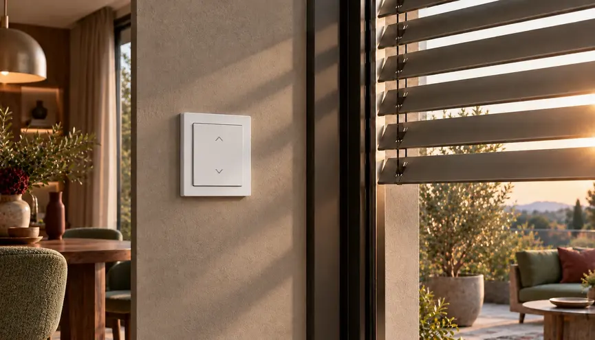 ABB Smart switch &ndash; inteligentn&yacute; vyp&iacute;nač na ovl&aacute;danie osvetlenia a žal&uacute;zi&iacute; v modernom interi&eacute;ri.