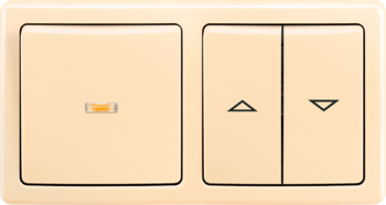 Swing krémová - ovládač zapínací so signalizačnou alebo orientačnou tlejivkou, Prepínač seriový / prepínač striedavý dvojitý: