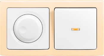 SwingL krémová: Stmievač s otočným ovládačom, Spínač / prepínač / ovládač so signalizačnou alebo orientačnou tlejivkou