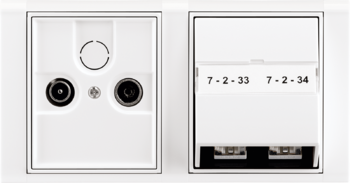 Time biela / biela: Zásuvka anténna TV+R, Zásuvka komunikačná dvojnásobná (pre keystone)