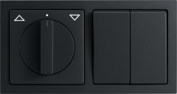 future linear zamatová čierna: Spínač / ovládač žalúziový s otočným ovládačom, Prepínač sériový / prepínač striedavý dvojitý / ovládač dvojitý