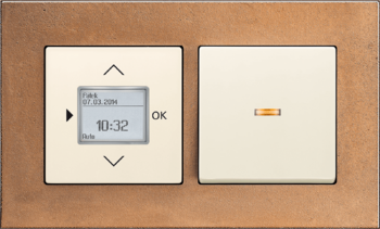 solo carat bronz: Termostat priestorový / termostat podlahový s týždennými spínacími hodinami, Spínač / prepínač / ovládač so signalizačnou alebo orientačnou tlejivkou