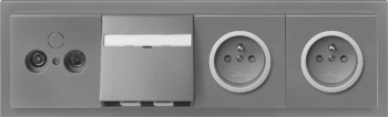 NeoTech oceľová / titánová: Zásuvka anténna TV+R, Zásuvka komunikačná (pre keystone), Zásuvka jednonásobná s clonkami, Zásuvka jednonásobná s clonkami