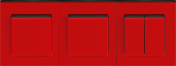 Levit červená / dymová čierna: Spínač / prepínač / ovládač, Spínač / prepínač / ovládač, prepínač sériový / prepínač striedavý dvojitý / ovládač dvojitý 