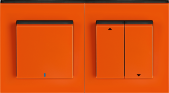 Levit oranžová / dymová čierna: Spínač / prepínač / ovládač so signalizačnou alebo orientačnou tlejivkou, Spínač / ovládač žalúziový