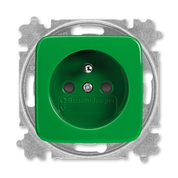Zásuvka jednonásobná s ochranným kolíkom, s clonkami, Reflex SI, zelená