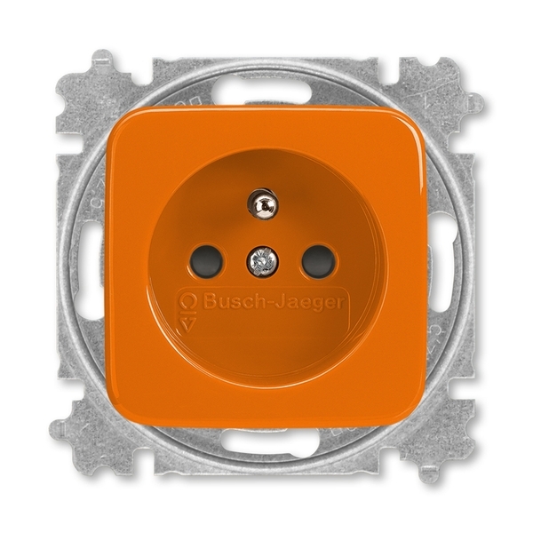 Zásuvka jednonásobná s ochranným kolíkom, s clonkami, Reflex SI, oranžová