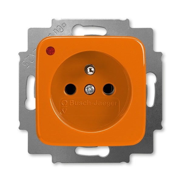 Zásuvka jednonásobná s ochranným kolíkom, s ochranou pred prepätím, Reflex SI, oranžová
