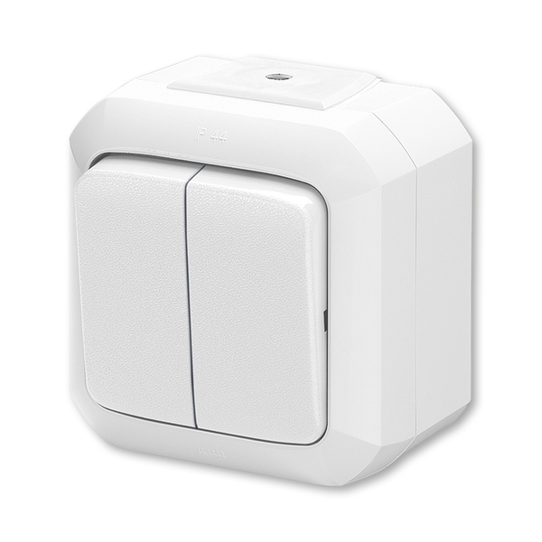 Prepínač striedavý dvojitý IP 54, Variant+, biela