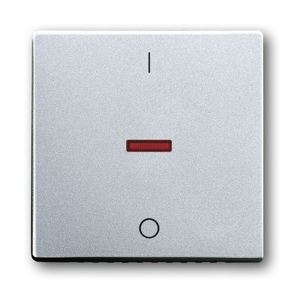 Kryt spínača kolískového s červeným priezorom, s potlačou, Future® linear, hliníková strieborná