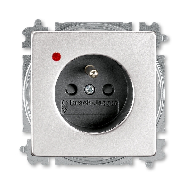 Zásuvka jednonásobná s ochranným kolíkom, s clonkami, s ochranou pred prepätím, Future® linear, ušľachtilá oceľ