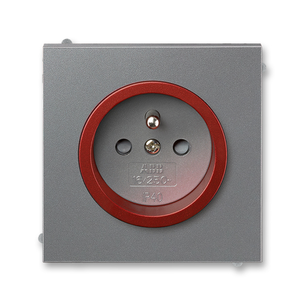 Zásuvka jednonásobná s ochranným kolíkom, s clonkami, Neo® Tech, oceľová / teracotta