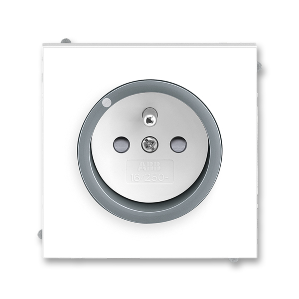 Zásuvka jednonásobná s ochranným kolíkom, s clonkami, s ochranou pred prepätím, Neo®, biela / ľadová šedá