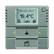 Snímač teploty s regulátorom a prvkom ovládacím 2- / 4 násobným, zapustený, Solo®, Solo® carat, metalická šedá