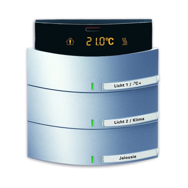 Prvok ovládací 3-/6 násobný kombinovaný, s termostatom, zapustený, Busch-triton®, hliníková strieborná