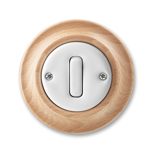 Prepínač striedavý, Decento®, biela / prírodný buk