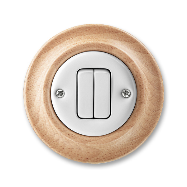 Prepínač sériový, Decento®, biela / prírodný buk