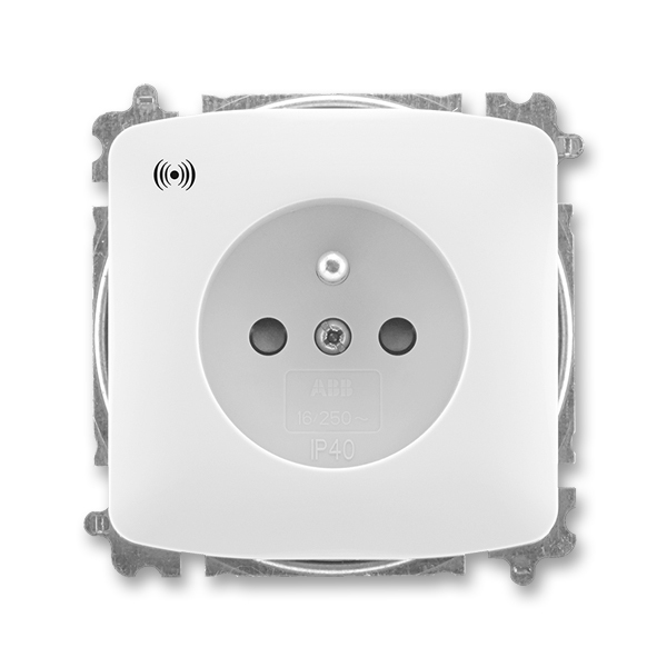 Zásuvka jednonásobná s ochranným kolíkom, s clonkami, s ochranou pred prepätím, Tango®, biela