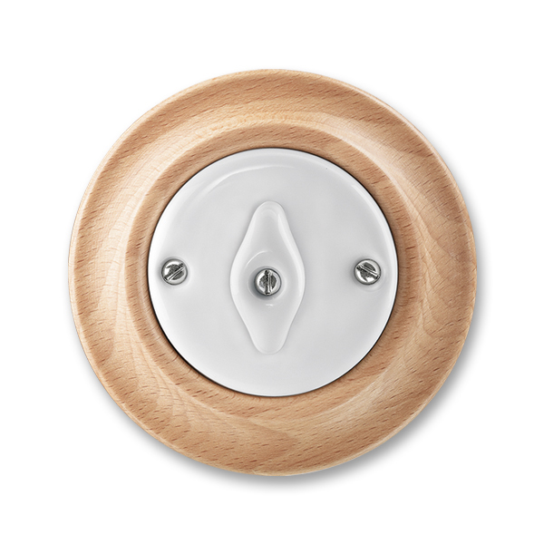 Prepínač krížový, otočný, Decento®, biela / prírodný buk