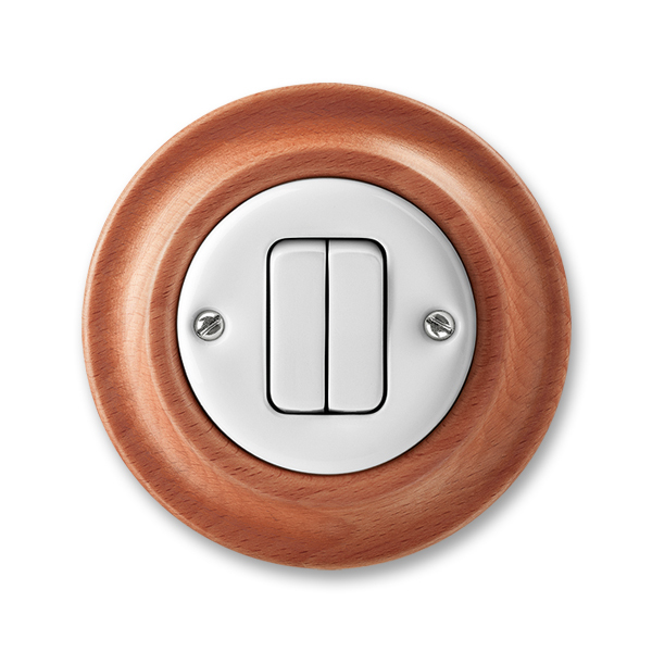 Prepínač striedavý dvojitý, Decento®, biela / čerešňa