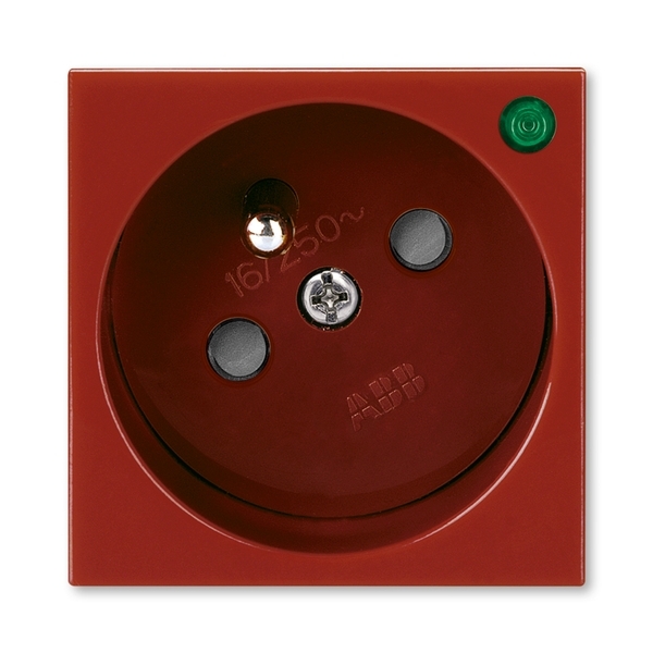 Zásuvka 45x45 s ochranným kolíkom, s clonkami, so signalizáciou prevádzkového stavu, Profil 45, karmínová (RAL 3003)