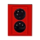 Zásuvka dvojnásobná s ochrannými kolíkmi, s clonkami, s natočenou dutinou, Levit®, červená / dymová čierna