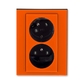 Zásuvka dvojnásobná s ochrannými kolíkmi, s clonkami, s natočenou dutinou, Levit®, oranžová / dymová čierna
