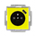 Zásuvka jednonásobná s ochranným kolíkom, s clonkami, s USB nabíjaním, Levit®, žltá / dymová čierna