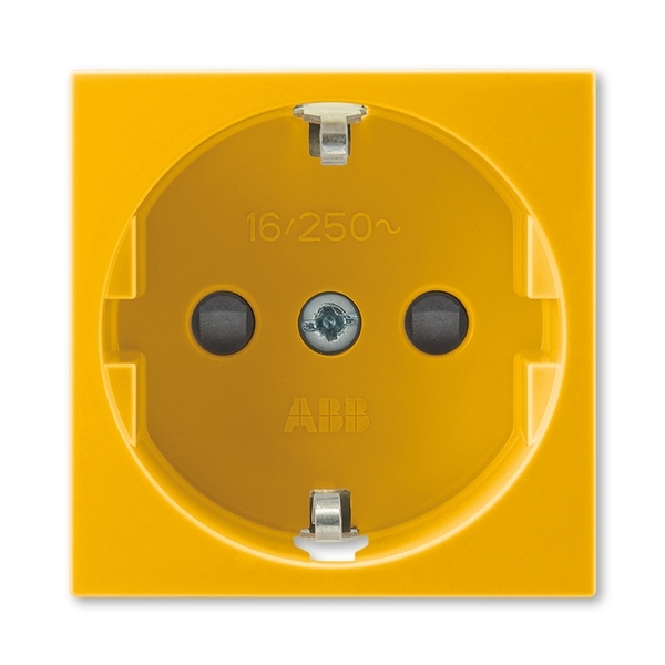 Zásuvka 45×45 s ochrannými kontaktmi (podľa DIN), s clonkami, Profil 45, žltá (RAL 1018)