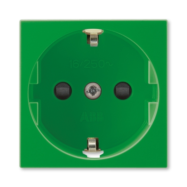 Zásuvka 45×45 s ochrannými kontaktmi (podľa DIN), s clonkami, Profil 45, zelená (RAL 6018)