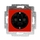 Zásuvka jednonásobná s ochrannými kontaktmi (podľa DIN), s clonkami, Levit®, červená / dymová čierna