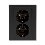 Zásuvka dvojnásobná s ochrannými kontaktmi (podľa DIN), s clonkami, Levit®M, onyx / dymová čierna