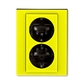 Zásuvka dvojnásobná s ochrannými kontaktmi (podľa DIN), s clonkami, Levit®, žltá / dymová čierna