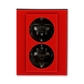 Zásuvka dvojnásobná s ochrannými kontaktmi (podľa DIN), s clonkami, Levit®, červená / dymová čierna