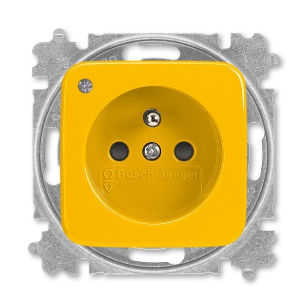 Zásuvka jednonásobná s ochranným kolíkom, s clonkami, so signalizáciou prevádzkového stavu, Reflex SI, žltá