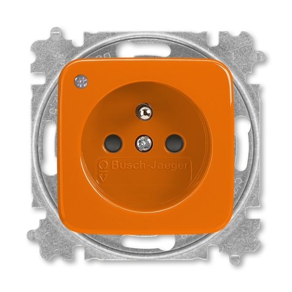 Zásuvka jednonásobná s ochranným kolíkom, s clonkami, so signalizáciou prevádzkového stavu, Reflex SI, oranžová