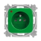 Zásuvka jednonásobná s ochranným kolíkom, s clonkami, s ochranou pred prepätím, Reflex SI, zelená