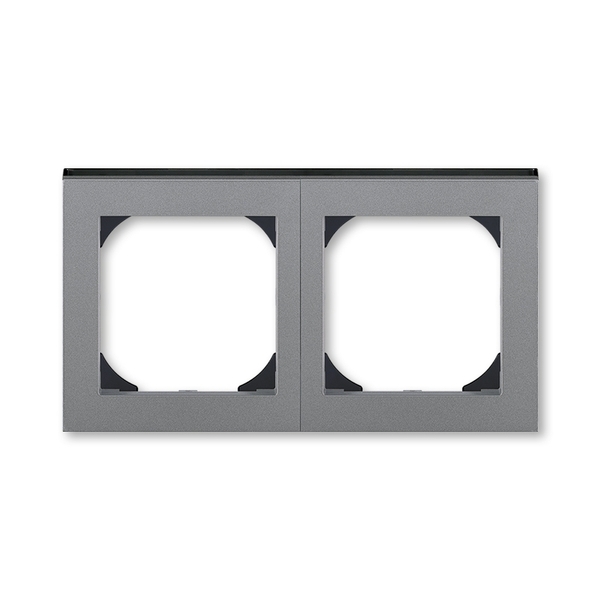 Rámček dvojnásobný s otvorom 55×55 mm, Levit®M, oceľová / dymová čierna