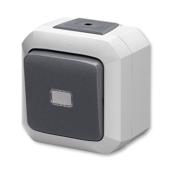 Prepínač striedavý IP 54, s čírym priezorom, šedá, bezskrutkové svorky