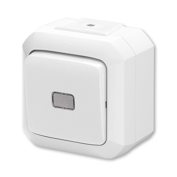 Prepínač krížový IP 54, s čírym priezorom, biela, bezskrutkové svorky