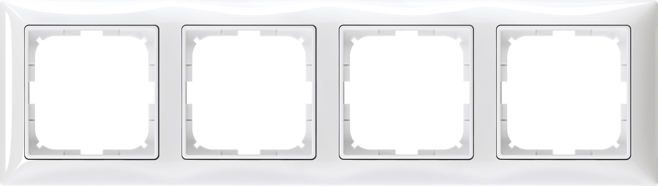 Rámček pre elektroinštalačné prístroje štvornásobný, biela