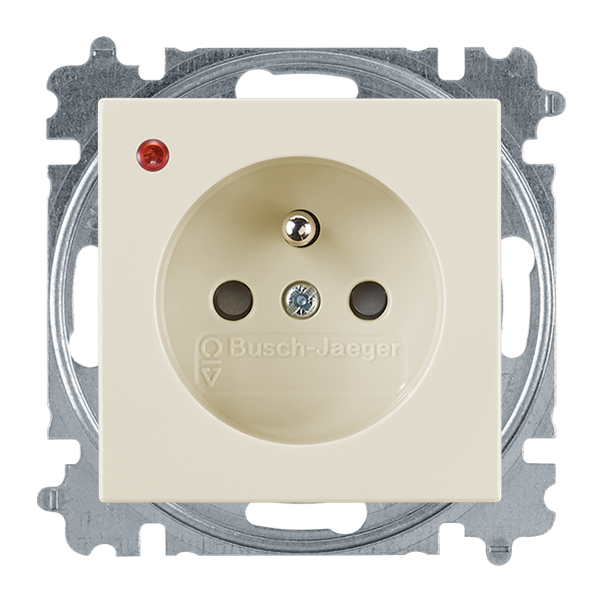 Zásuvka jednonásobná s ochranným kolíkom, s clonkami, s ochranou pred prepätím, slonová kosť