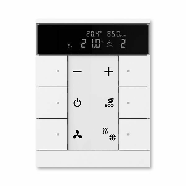 Prvok ovládací 6-násobný kombinovaný, s ovládaním HVAC, snímačom CO₂ / vlhkosti, ABB-Tenton®, zapustený, 6násobný / štúdiová biela