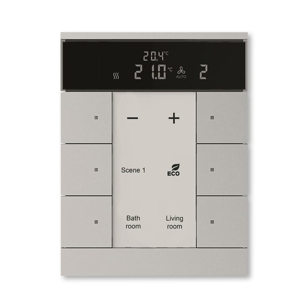 Prvok ovládacie 6-násobný kombinovaný, s ovládaním HVAC, ABB-Tenton®, zapustený, 6-násobný / hliníková strieborná