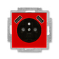 Zásuvka jednonásobná s ochranným kolíkom, s clonkami, s nabíjaním 2x USB-A, Tango®, červená / dymová čierna