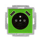 Zásuvka jednonásobná s ochranným kolíkom, s clonkami, s nabíjaním 2x USB-A, Tango®, zelená / dymová čierna