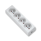 Zásuvka pohyblivá štvornásobná s ochrannými kolíkmi, s clonkami, biela