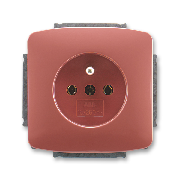 Zásuvka jednonásobná s ochranným kolíkom, Tango®, vresová červená