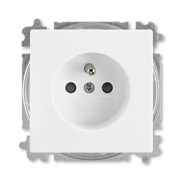 Zásuvka jednonásobná s ochranným kolíkom, s clonkami, Future® linear, Solo®, Solo® carat, štúdiová biela