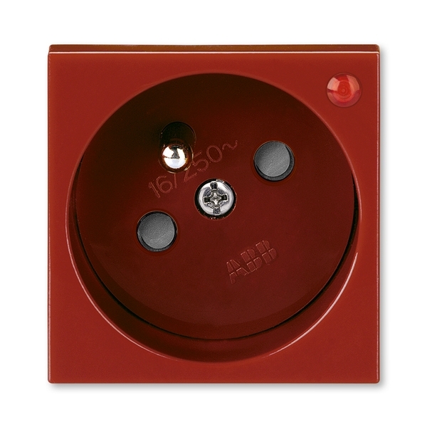 Zásuvka 45x45 s ochranným kolíkom, s clonkami, s ochranou pred prepätím, s optickou signalizáciou poruchy, Profil 45, karmínová (RAL 3003)